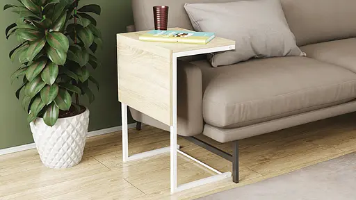 Стол журнальный приставной Терри Комбо Ferrum-decor 345x662x440 Белый металл ДСП Дуб Сонома 16 мм (FRD-105146) - фото 7