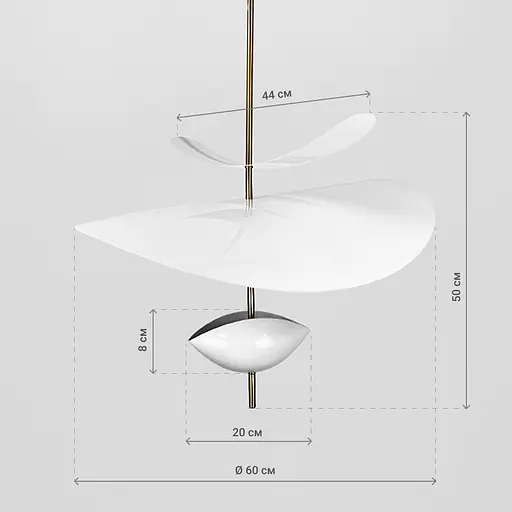 Дизайнерский светильник в белом корпусе с латунной трубкой Ø 60 см | Line F | Ст. MJ09-600 WT - фото 6