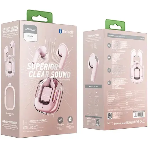 Наушники TWS Acefast T6 pink lotus - фото 6