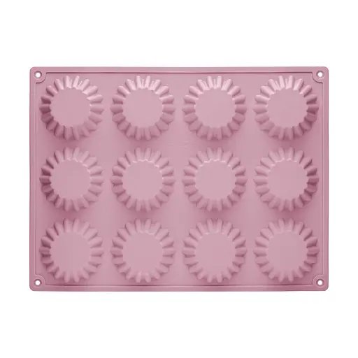 Форма силіконова на планшеті для випікання кексів та мафінів на 12 комірок 28x21.5 см, A-plus Рожевий 85955 - фото 4