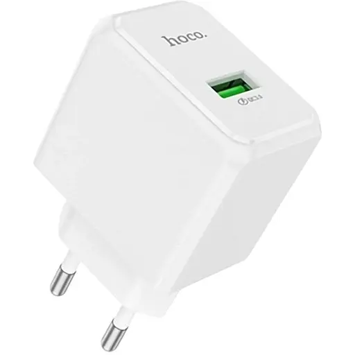 Мережевий зарядний пристрій Hoco CS12A QC3.0 1 USB швидке заряджання білий