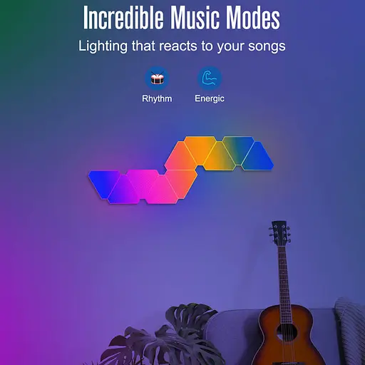 Настінний світильник Smart Triangular Quantum Light SAL-012B Bluetooth USB interface with app 6pcs White - фото 4