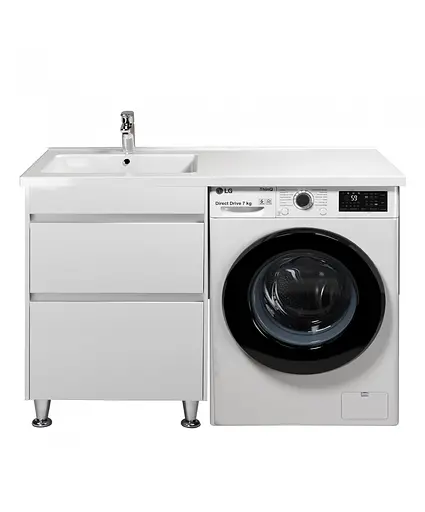 Тумба Мойдодир Wing 60-W з умивальником Rodeo 120 L з крилом над пралкою підлогова Білий - фото 7