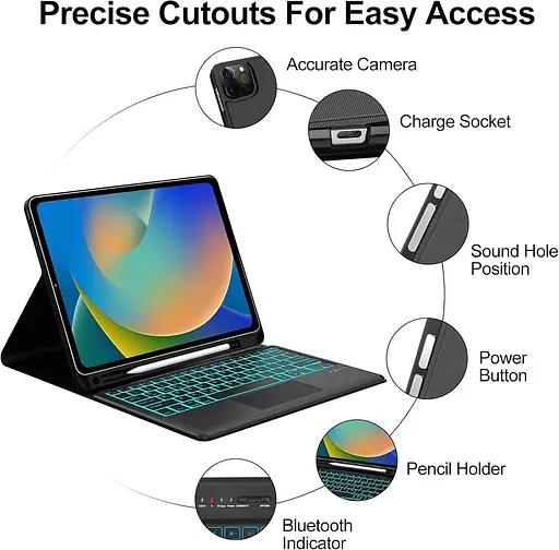 Чехол с клавиатурой IVEOPPE для iPad Air 13 дюймов 2024 (M2) - Чехол с клавиатурой Touchpad для iPad Pro 12,9 дюйма - фото 4