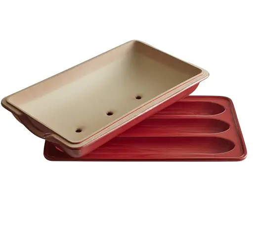 Форма  Emile Henry Specialized Cooking для випікання багета з кришкою 39х24 см червона (345506)