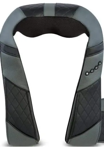 Массажер для шеи и плеч с прогревом, сумкой и адаптером в автомобиль Черный