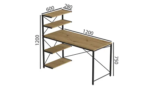 Комп'ютерний стіл Ferrum-decor Джек 75x140x60 Чорний ДСП Артизан (FRD-104405) - фото 3