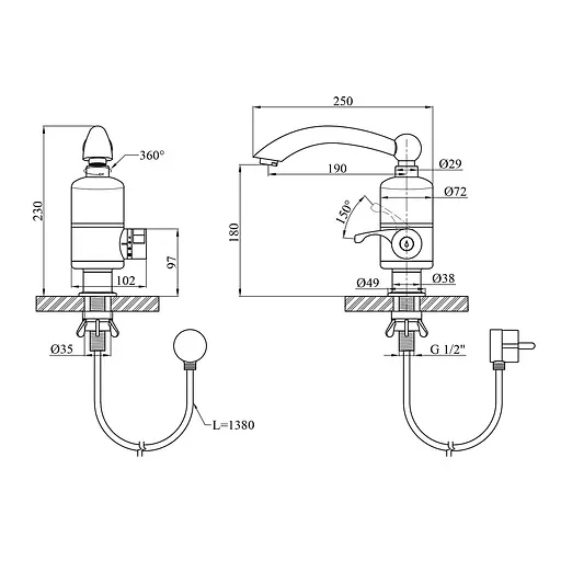 Проточний водонагрівач Kroner KRM Volt - CW192FA CV023250 - фото 2