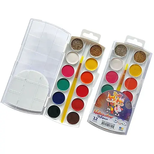 Набір акварельних фарб Rudix 12 кольорів з пензлем  - фото 3