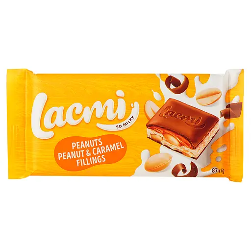 Уцінка. Шоколад молочний Roshen Lacmi Peanuts Peanut&Caramel Fillings 87 г (935934)