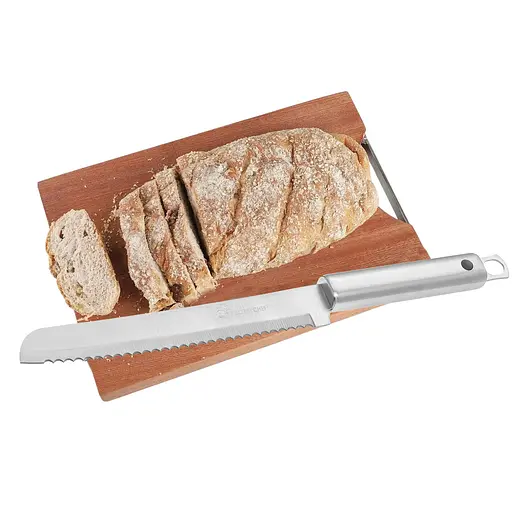 Нож зубчатый кухонный для нарезки хлеба с длинной пилой из нержавеющей стали 33.5 см, Kitchen Master Серебристый 87184 - фото 8