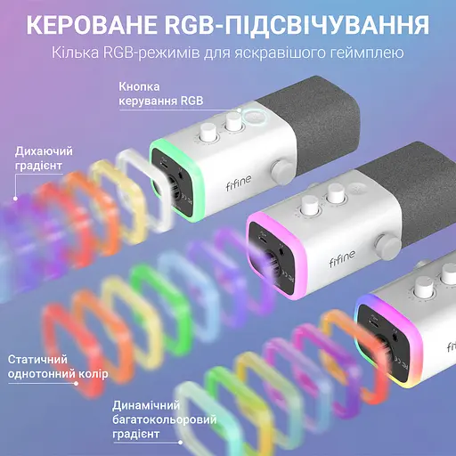 Мікрофон динамічний Fifine AM8TW USB/XLR White (AM8TW) - фото 7