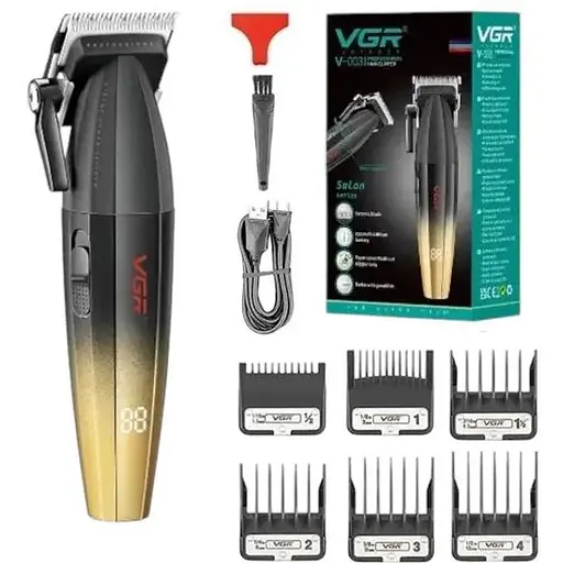 Машинка для стрижки VGR V-003 акумуляторна Professional Turbo 6 Золотий насадок з Чорним 5 Вт - фото 1