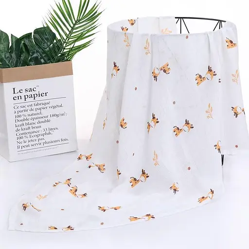 Набор муслиновых детских пеленальных одеял OldBro комплект из 2 шт. размер 100х120 см медведь/корова - фото 4