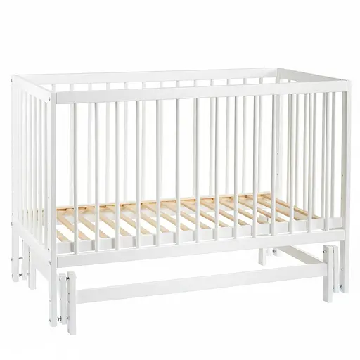 Детская кроватка Сказка-2 с шарнирным механизмом и выдвижной палочкой белый