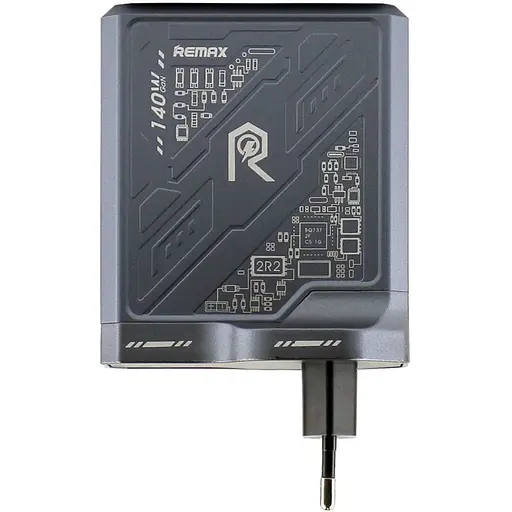 Зарядное устройство Remax RP-U106 Mecha Warrior GaN 140W 2C/1A MacBook Pro PD 3.1 Lenovo IdeaPad 14pro Grey - фото 3