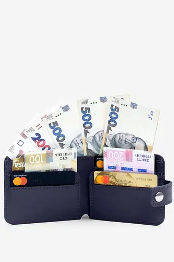 Кожаный портмоне Mini 2.2 темно-синий - фото 5