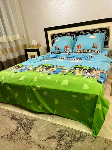 Постільна білизна бавовняна Майнкрафт Півтораспальна 150 x 220 Бязь 50 х 70