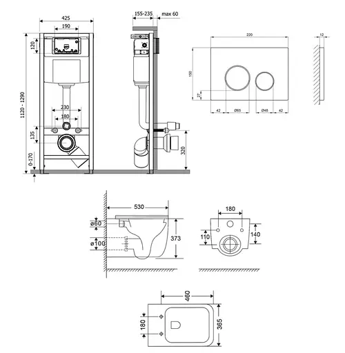 Набір Q-tap Nest 4 в 1 підвісний унітаз Gemini Ultra Quiet 530х365х373 + комплект інсталяції QT2533076EUQMB46176 - фото 2