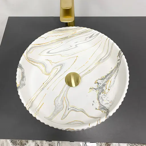 Умивальник VBI Brindisi M stains matt накладний VBI-014101, Мармур - фото 4