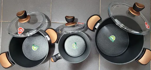 Набір каструль Casa Royal Elite Titanium із покриттям Bio Titanium 7 предметів Бронзовий - фото 2