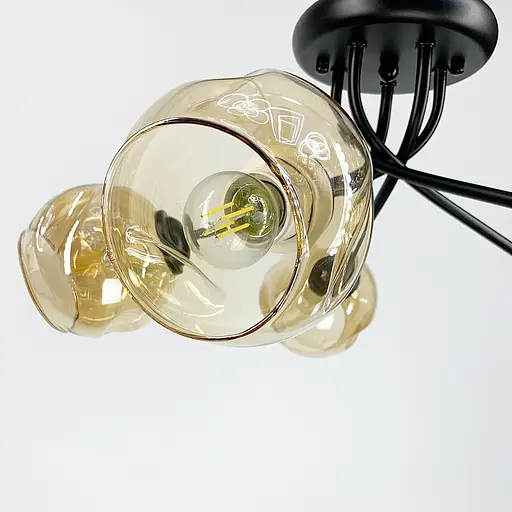 Люстра на плафонах для низких потолков Line.F 8913/5 BK+AM - фото 3