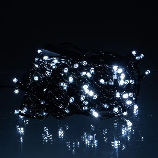Новорічна гірлянда кімнатна нитка GarlandoPro 10 м 120 LED чорний провід Біле світло W120LED10MBW - фото 2
