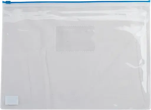 Папка-конверт, А5, пластиковая, на молнии, синий, 6 шт.