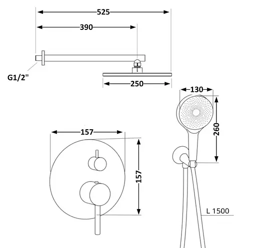 Душевая система универсальная Qtap Scorpio Black Matt скрытого монтажа QTSCO113BLM45897 - фото 10