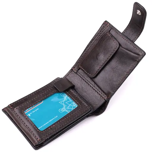 Практичный портмоне из люксовой зернистой кожи флотарий Grande Pelle 12х9х3 см acs0029595 - фото 6