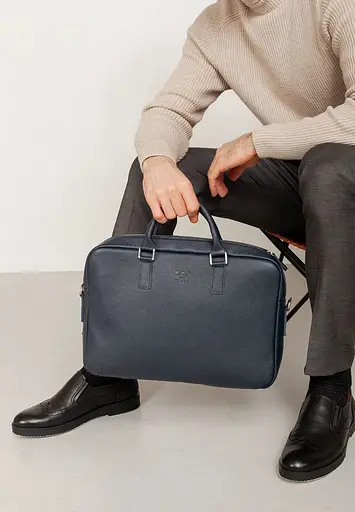 Кожаная деловая сумка Briefcase 2.0 синий флотар - фото 2