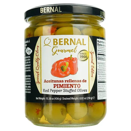 Оливки Bernal Gourmet фаршировані перцем 436 г