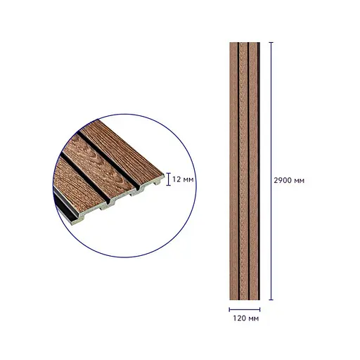 Рейка декоративна Wall Sticker PS 2900х120х12 мм Горіх SW-00001739 - фото 3