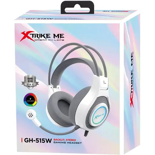 Ігрова гарнітура Xtrike Me GH-515 USB+3.5 мм 7 режимів RGB кабель 2 м біла - фото 5