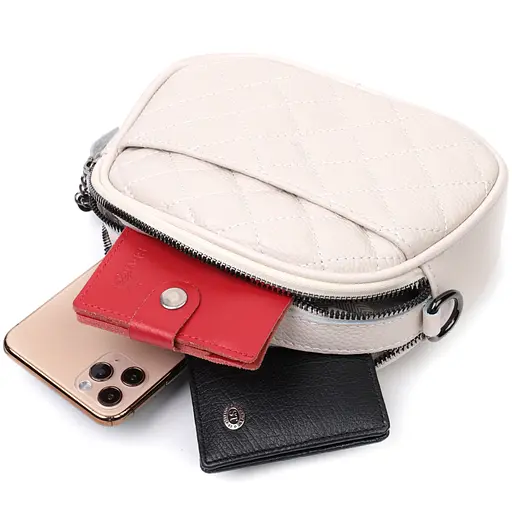 Женская стеганая сумка Vintage из мягкой натуральной кожи 19х14х6 см sum0029054 - фото 7