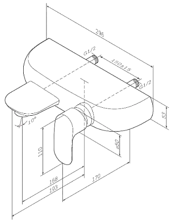 Смеситель для ванны AM.PM Sensation F3010000 Хром - фото 2