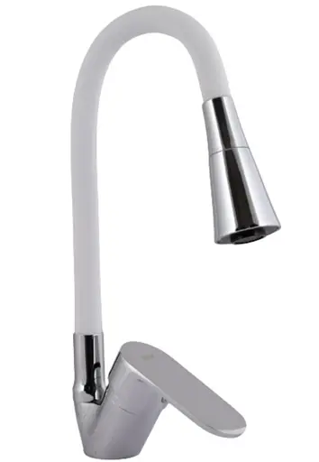 Змішувач для кухні Lidz Tani 008F3 з гнучким виливом (k40) White / Chrome LDTAN008F3WCR37037 - фото 1