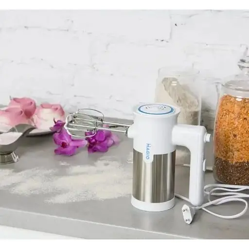 Ручний міксер з режимом турбо Magio MG-230 для дому 5 швидкостей 2 насадки білий 300 Вт - фото 4