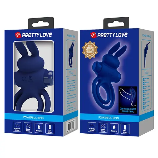 Виброкольцо Pretty Love Powerful Ring 9.7 см синий - фото 8