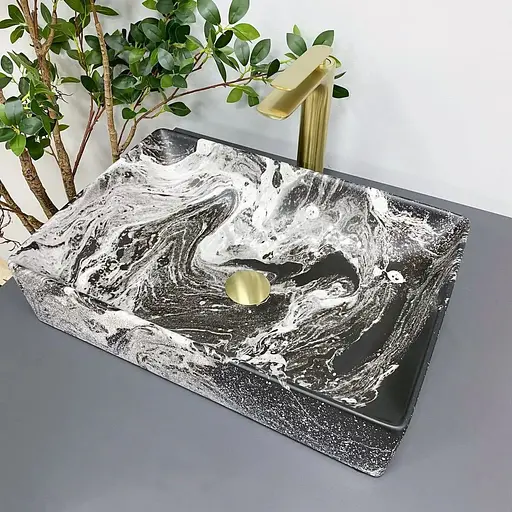 Умивальник VBI Latina dark marmo matt накладний VBI-013104, Чорний матовий - фото 1