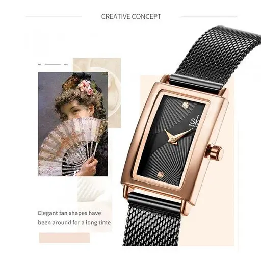 Жіночий наручний годинник Shengke Victoria (Чорний) - фото 7