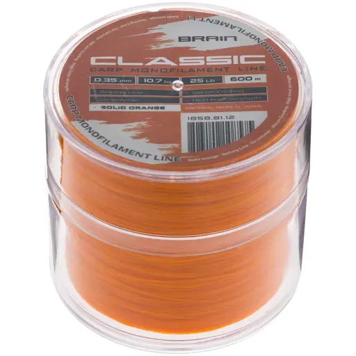 Волосінь Brain Classic Carp Line (solid orange) 600 м 0.35 мм 25 lb 10.7 кг - фото 2