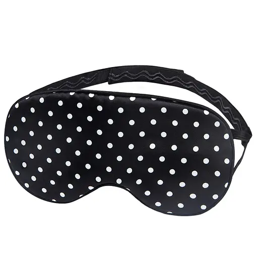 Маска для сну шовкова Чумацький Шлях з нековзкою резинкою в Подарунковій упаковці Чорний/Білий горошок (1137-02)