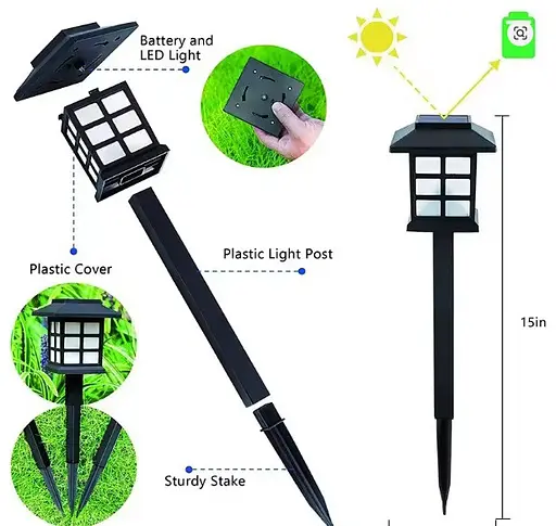 Вуличні садові сонячні світильники Solar Garden Lights X17 4 шт. на сонячних батареях підсвічування газону - фото 8