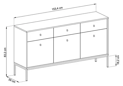 Комод Perfect Home Моно/Mono 3-дверный с 3 ящиками и золотыми ножками MKSZ154 Беж песочный (PFH-091207) - фото 3
