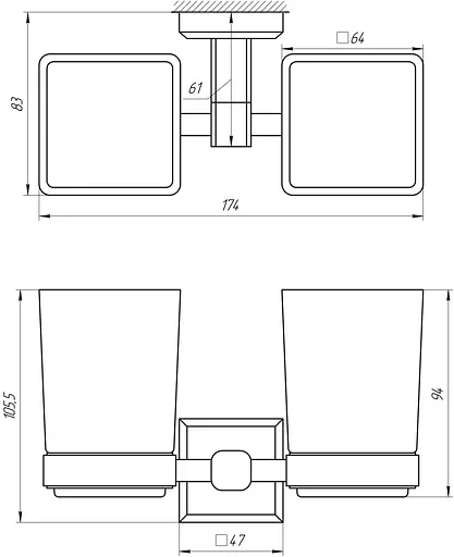 Склянка подвійна Topaz TКВ 9928A-BL чорний - фото 3