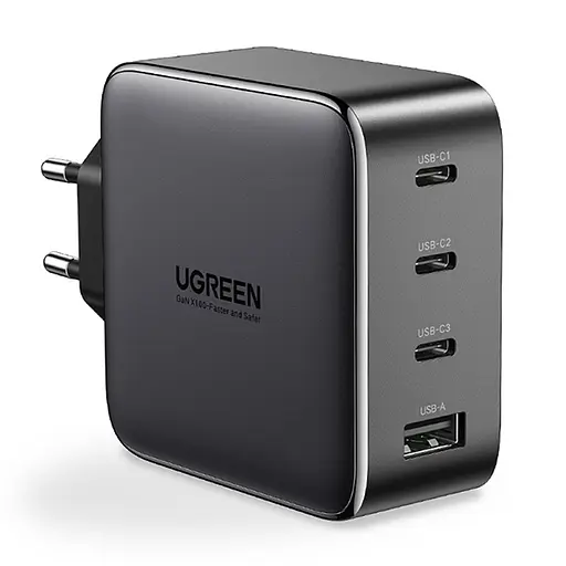 Зарядний пристрій 4xUSB 100W 3xUSB-C+USB-A Gan Tech Fast GAN Charger чорний CD226 Ugreen