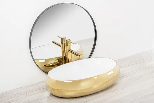 Умивальник Rea Melania white/gold накладний REA-U1050, Золотий - фото 2