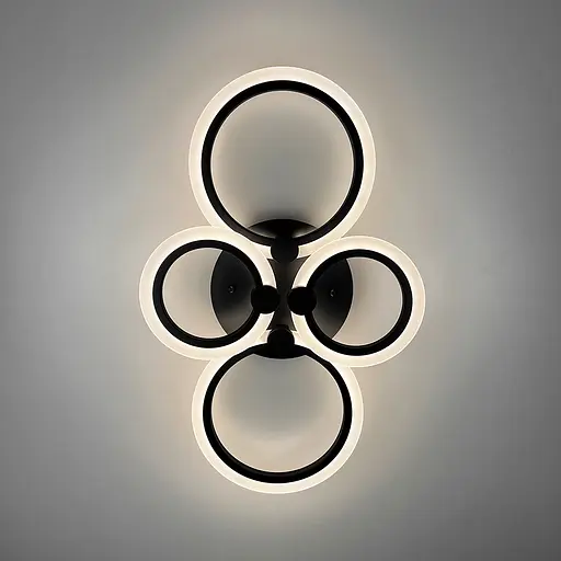 Світлодіодна чорна люстра Senta на 4 кільця 60х38 см з пультом Line F Арт. A2374 2+2 BR BK - фото 1