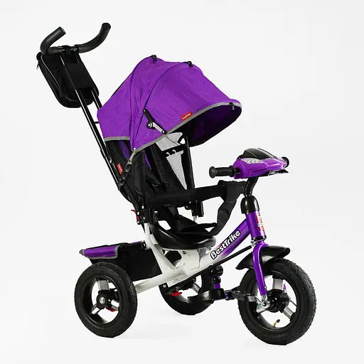 Трехколесный велосипед Best Trike 3390-30-126 с надувными колесами фарой USB и фиолетовым пультом. - фото 3
